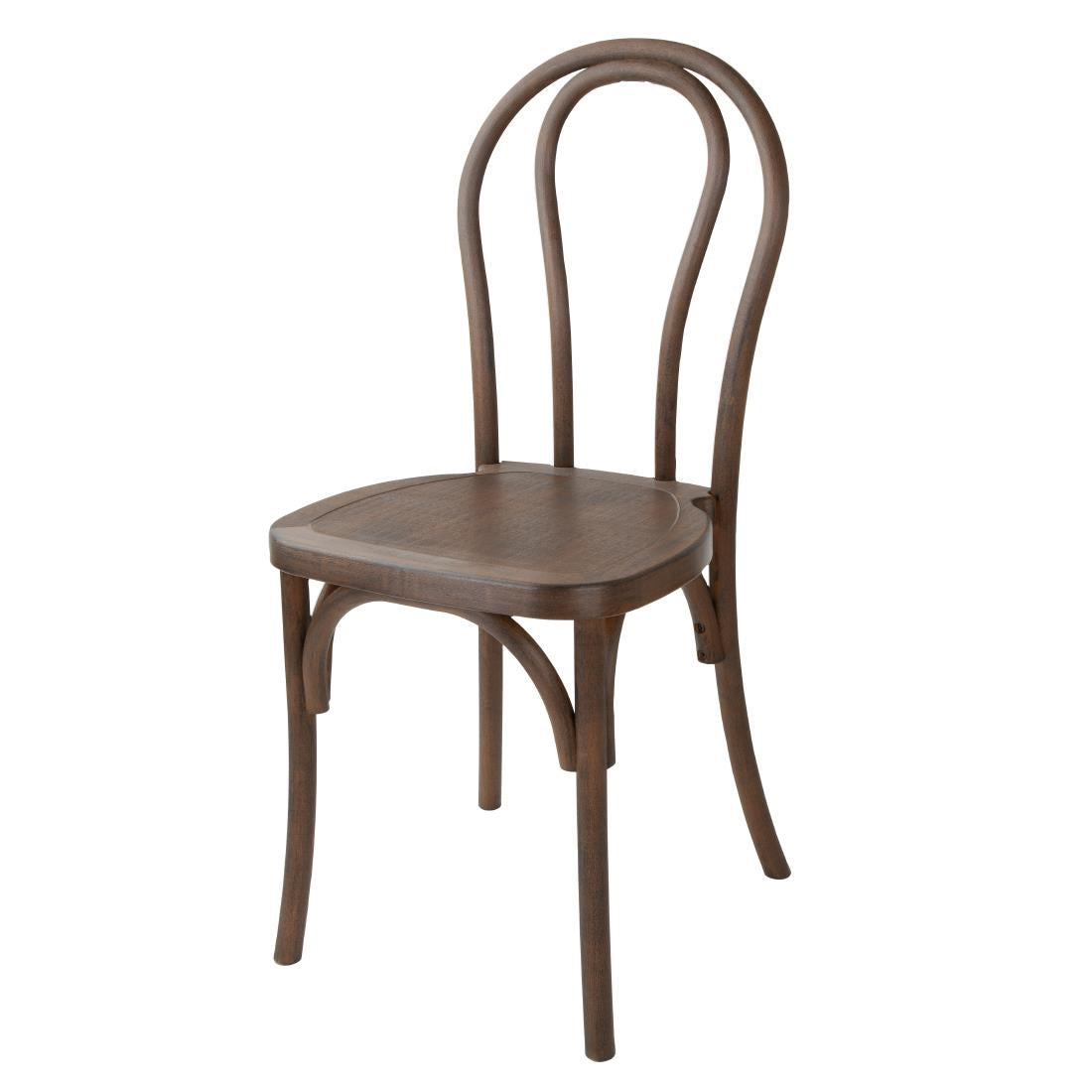 HW287 - Bolero Soho Bentwood Style Resin Chairs Walnut (4 Pack)