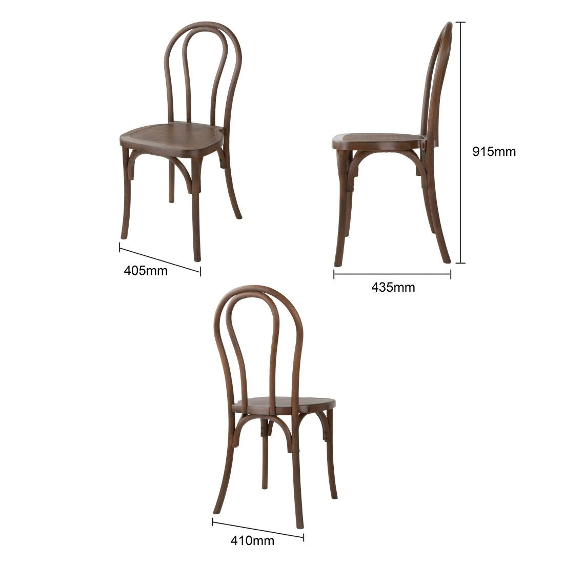 HW287 - Bolero Soho Bentwood Style Resin Chairs Walnut (4 Pack)