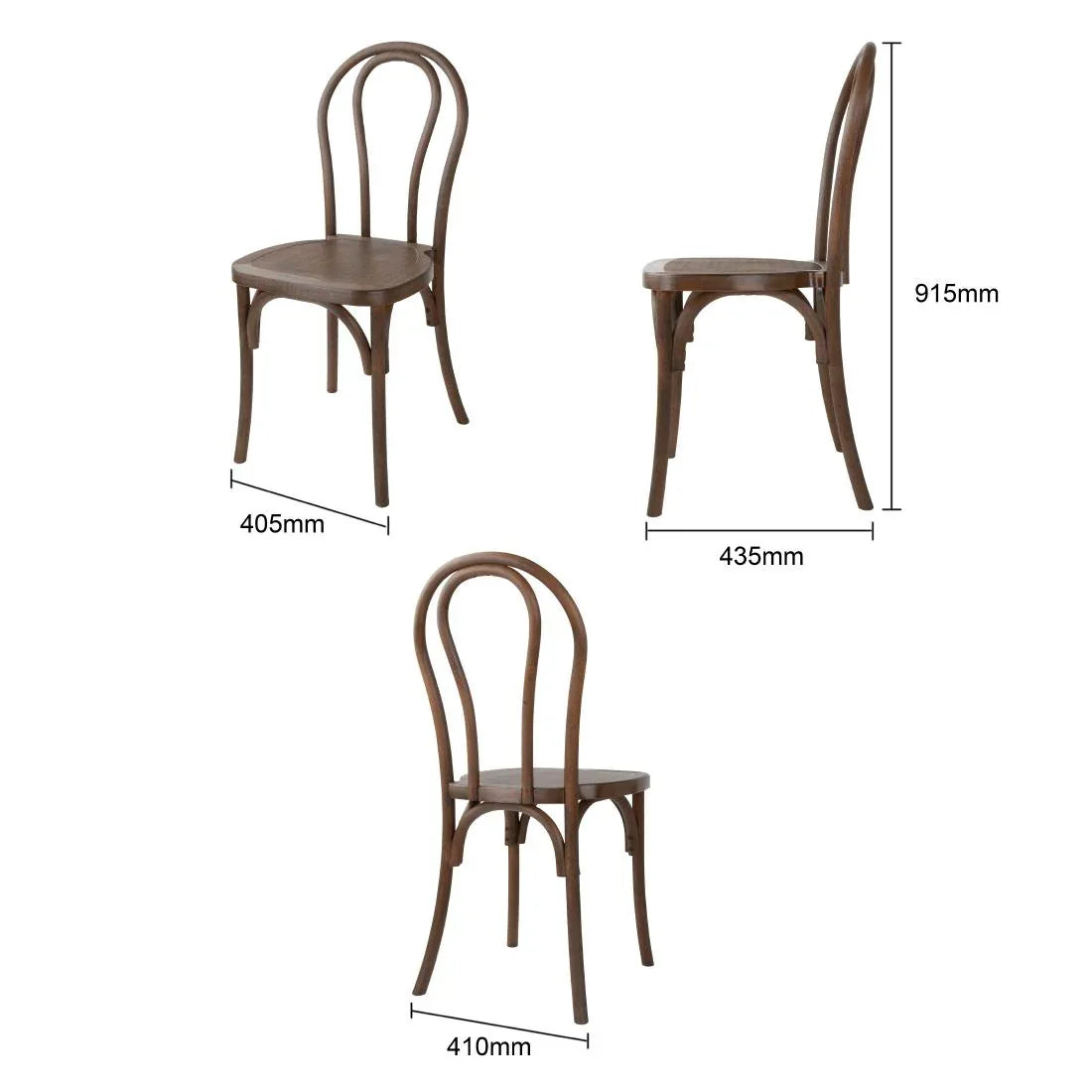 HW287 - Bolero Soho Bentwood Style Resin Chairs Walnut (4 Pack)