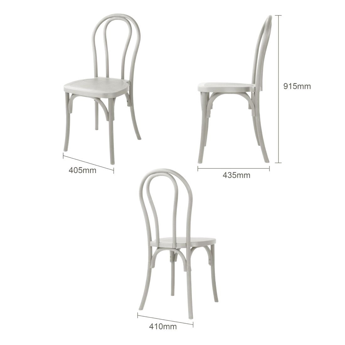 HW288 - Bolero Soho Bentwood Style Resin Chairs Limewash (4 Pack)