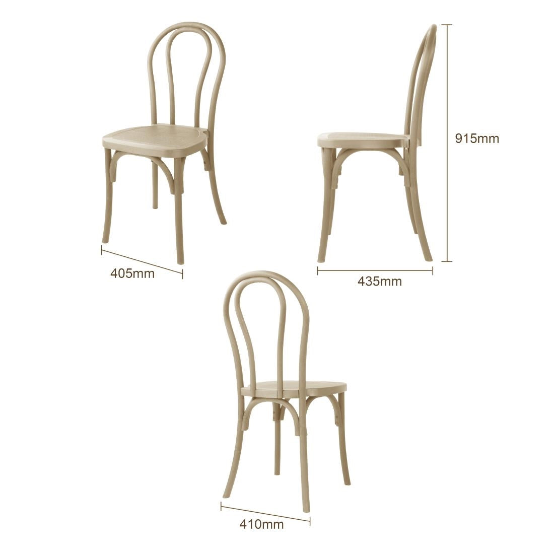 HW289 - Bolero Soho Bentwood Style Resin Chairs Natural (4 Pack)
