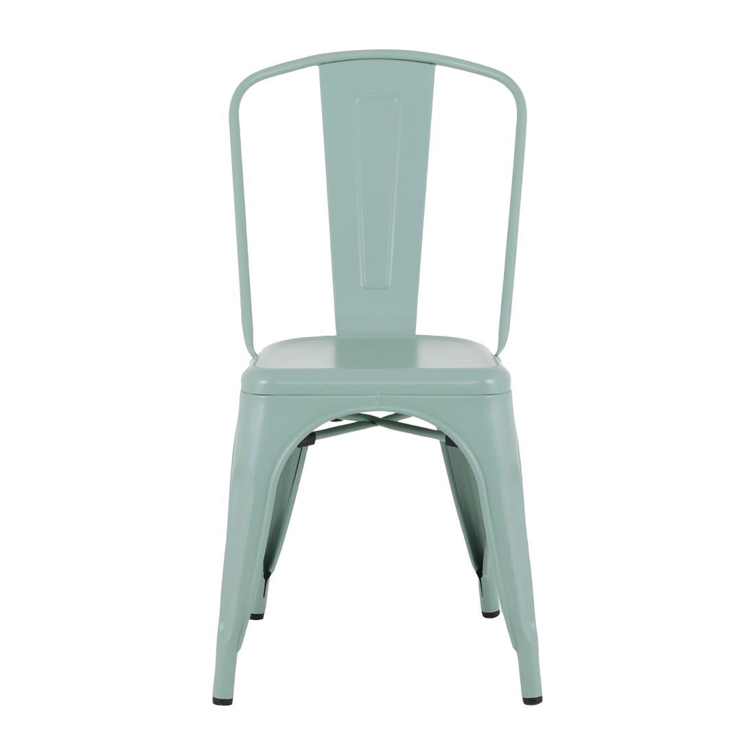 HW295 Bolero Bistro Metal Chairs Olive Green (Set 4)