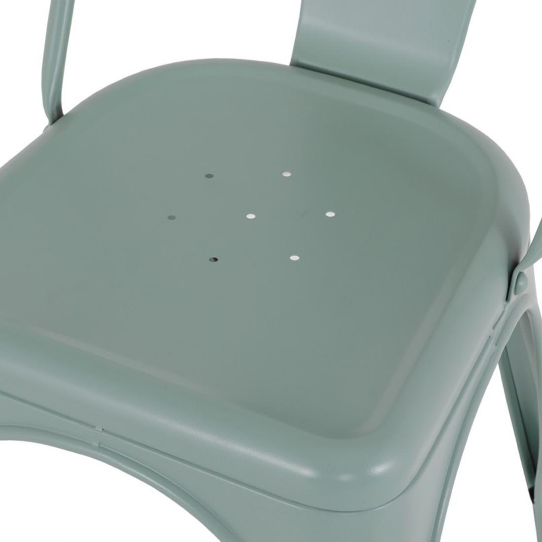 HW295 Bolero Bistro Metal Chairs Olive Green (Set 4)