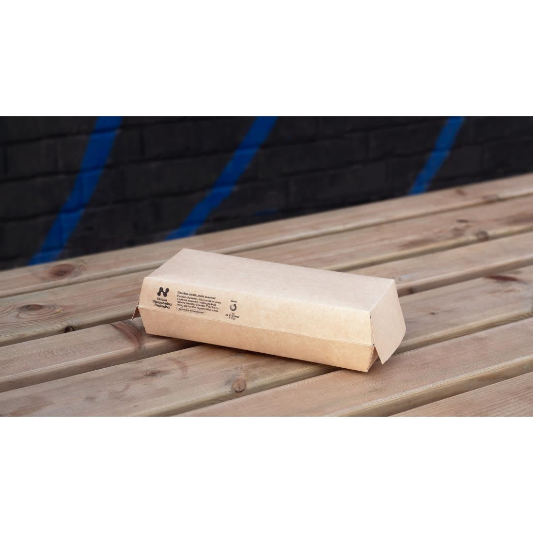 HW516 Notpla Clamshell Hot Dog Boxes - Kraft (Pack of 350)