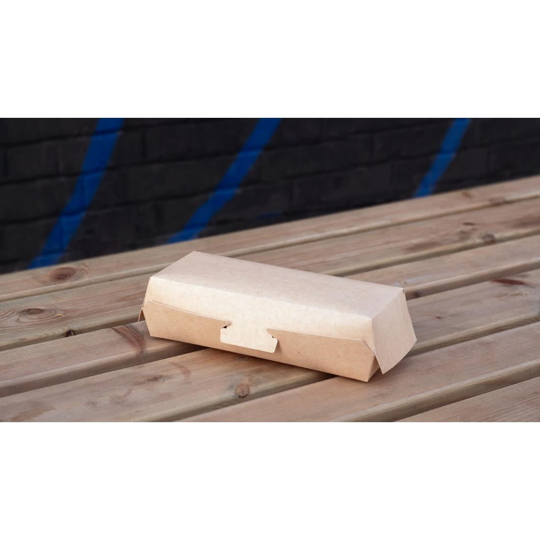 HW516 Notpla Clamshell Hot Dog Boxes - Kraft (Pack of 350)