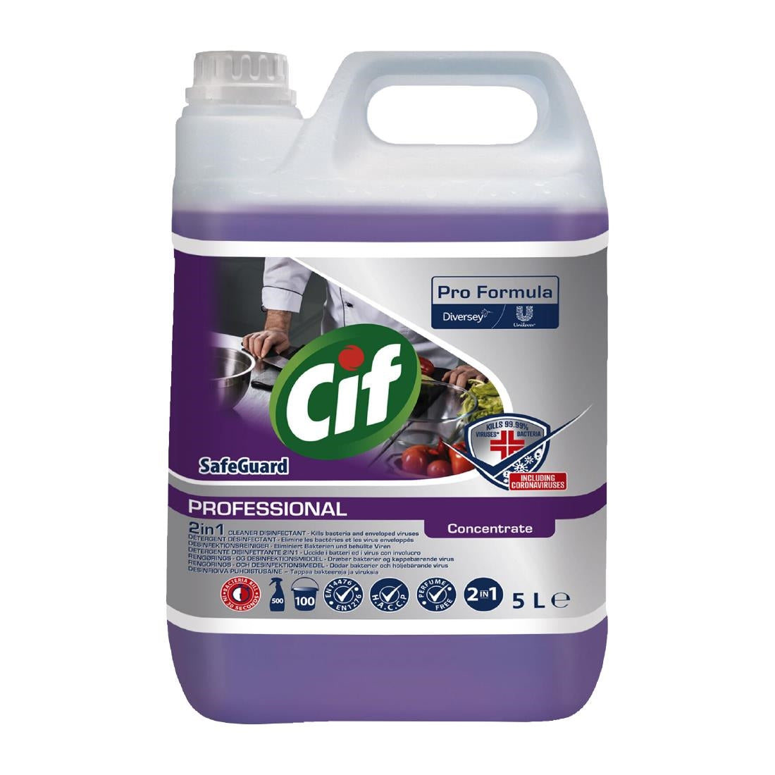 HW522 - Cif Pro Formula SafeGuard 2-in-1 Cleaner Disinfectant 5Ltr (Pack of 2)