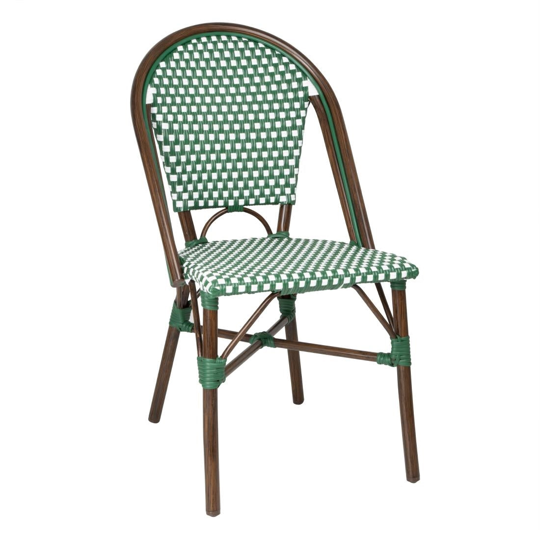 HW599 Bolero Parisian Style PE Rattan Chair Green Dot Mix (2 Pack)
