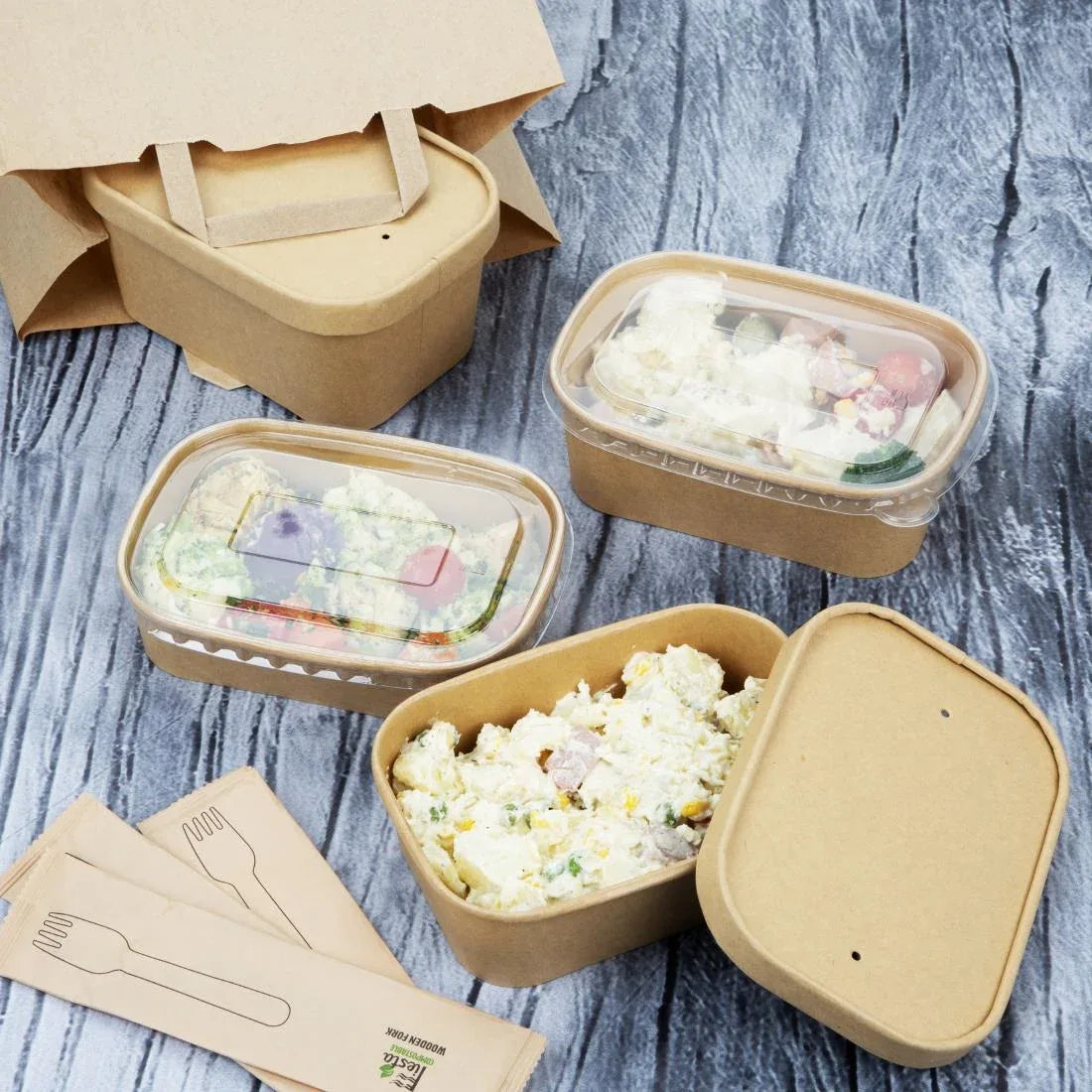 HW624 - Fiesta Recyclable Paper Lids for Rectangular Containers (Pack of 300)