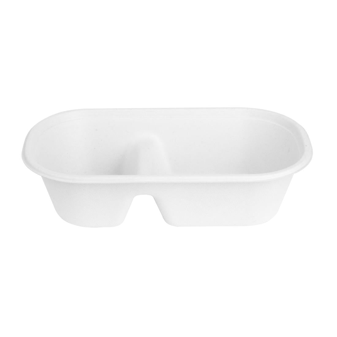 HW628 Fiesta Compostable Bagasse Oval 2-Compartment Container 900ml (Pack of 100)