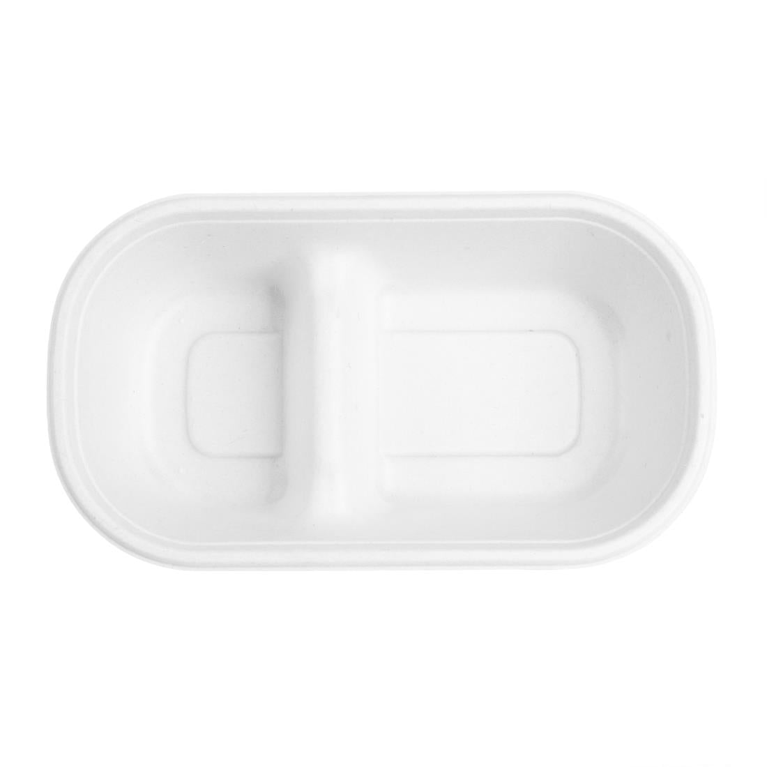 HW628 Fiesta Compostable Bagasse Oval 2-Compartment Container 900ml (Pack of 100)