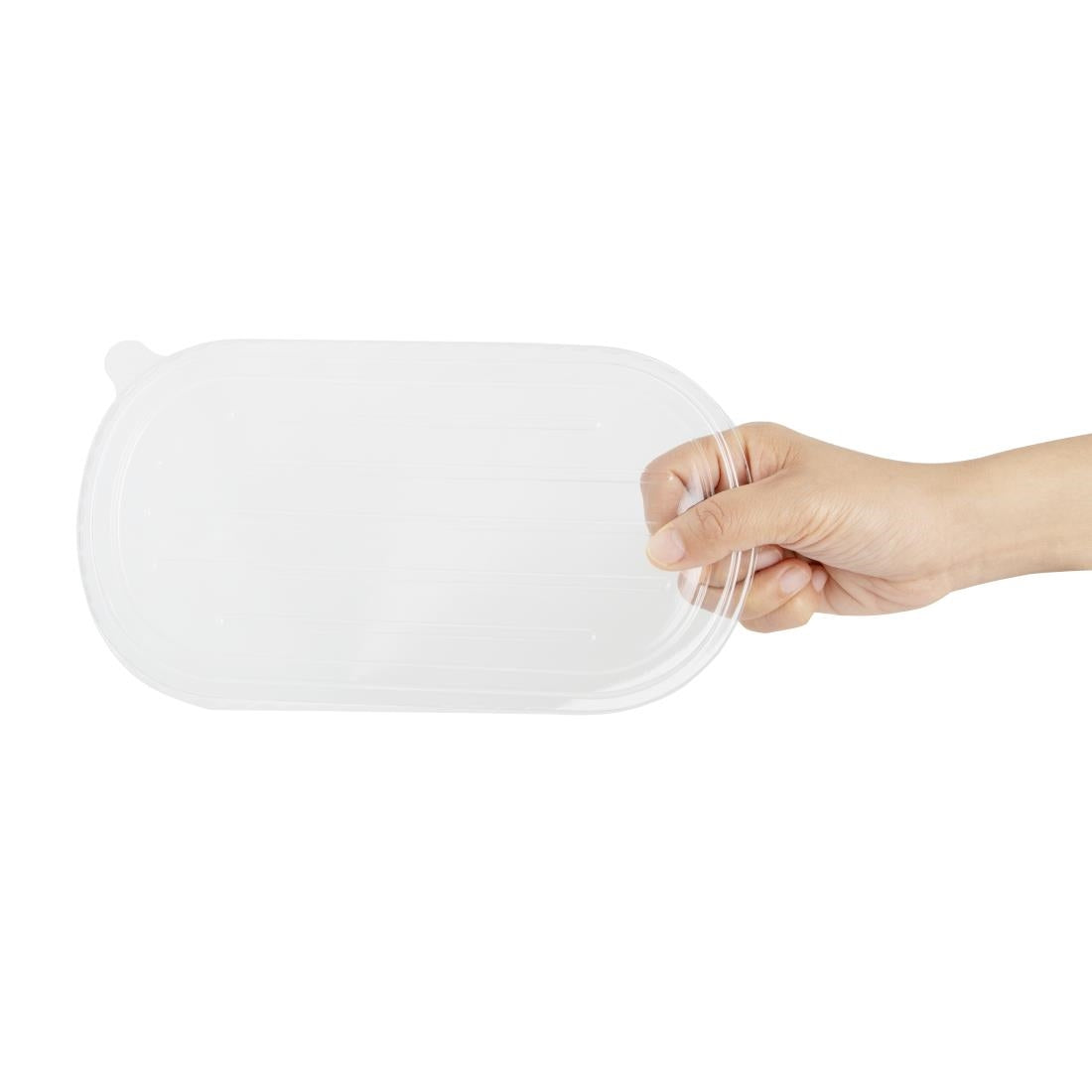 HW630 Fiesta Recyclable PET Lids for Bagasse Oval Containers (Pack of 100)