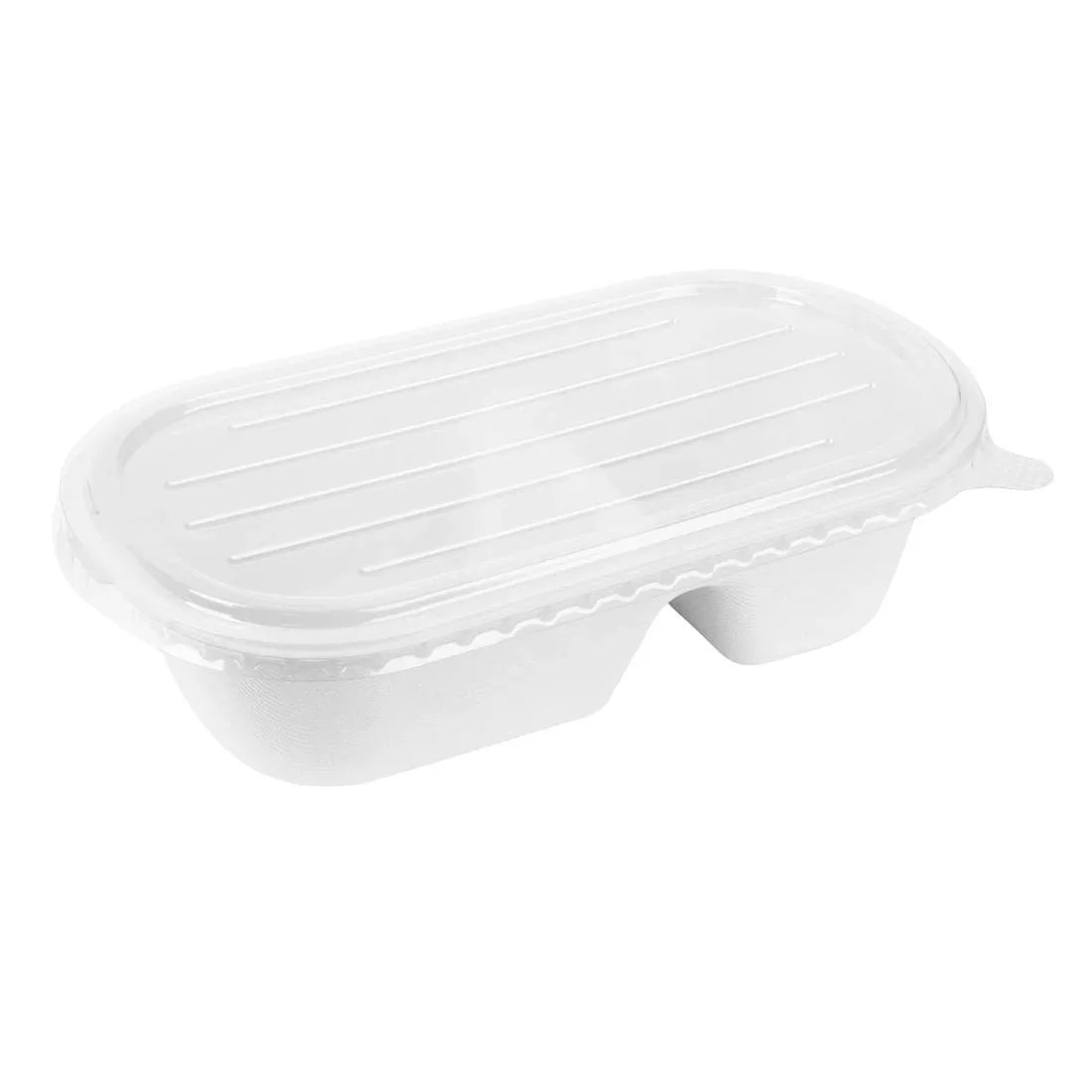 HW630 Fiesta Recyclable PET Lids for Bagasse Oval Containers (Pack of 100)