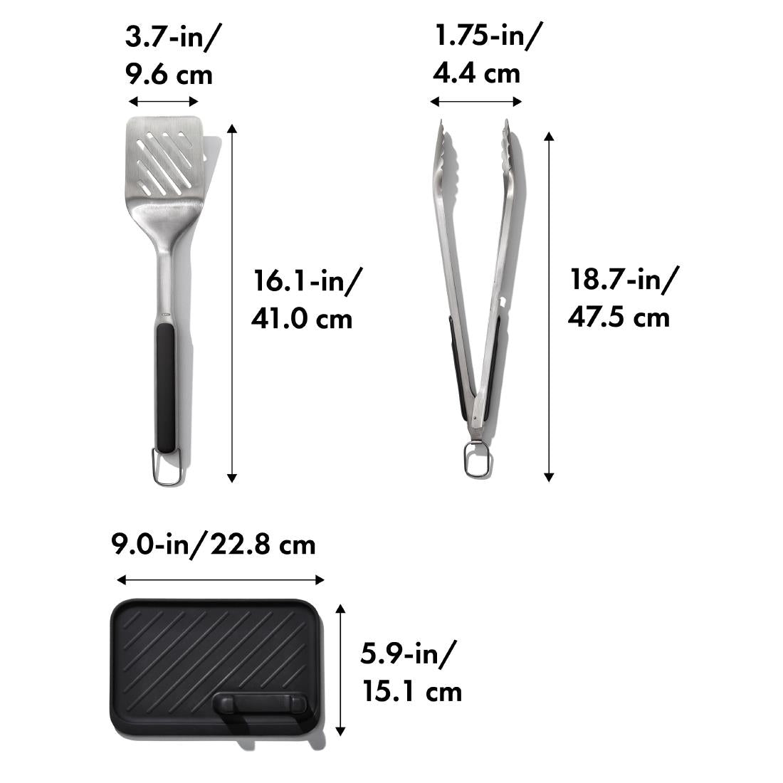 HW664 Oxo GG Grilling Set- Turner, Tongs and Tool Rest (Pack 3)