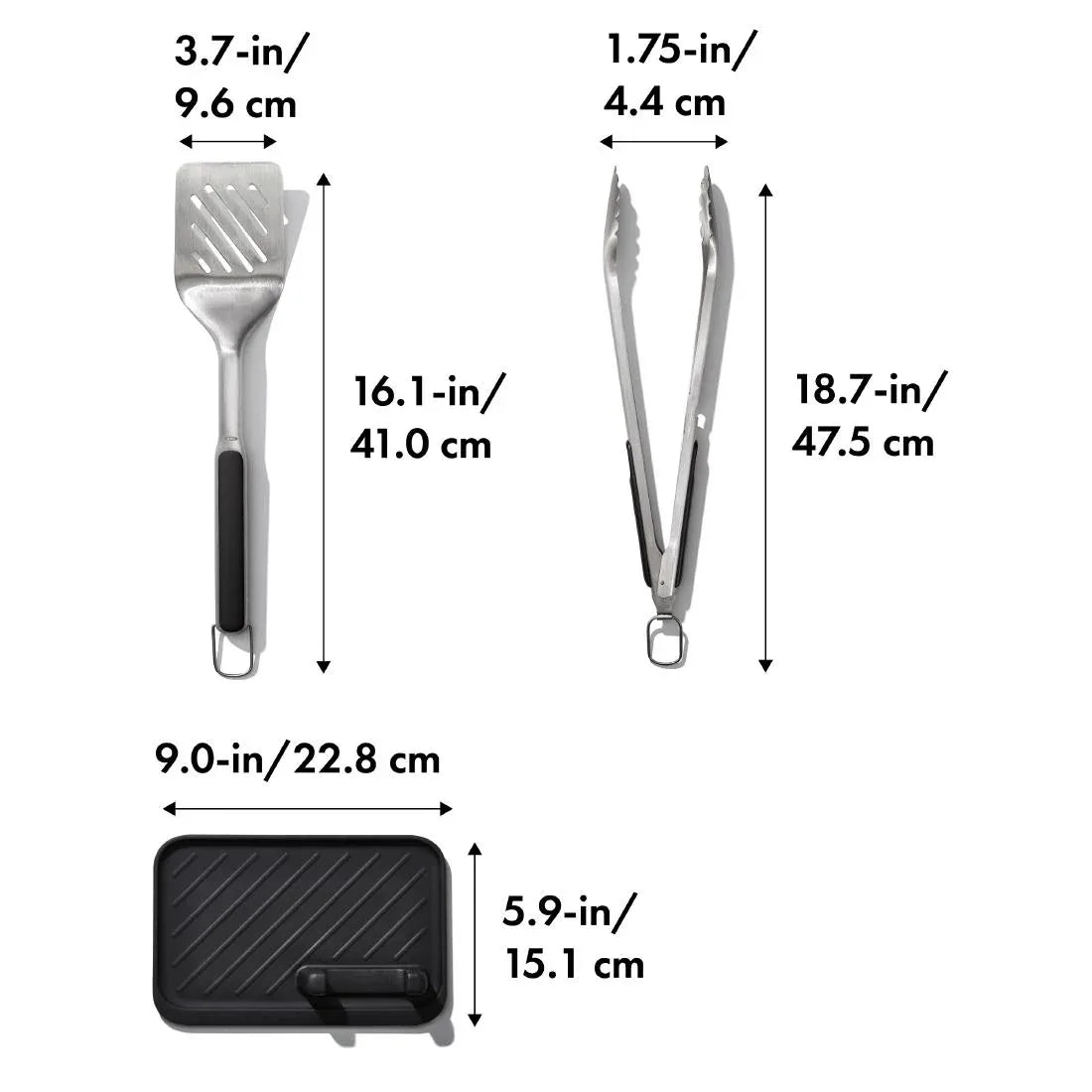 HW664 Oxo GG Grilling Set- Turner, Tongs and Tool Rest (Pack 3)