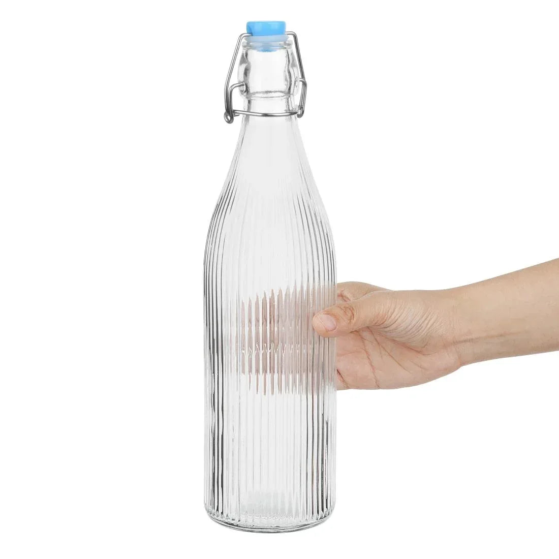 HW793 Olympia Ridged Swing Top Water Bottles 1Ltr (Pack of 6)