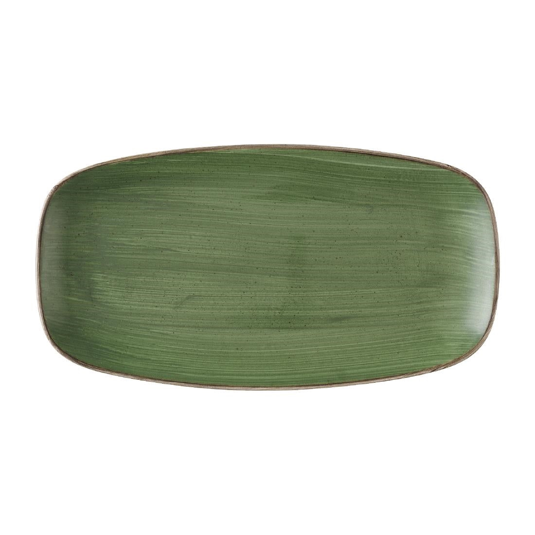 HX010 Churchill Stonecast Sorrel Green Chefs Oblong Plates 330 x 177mm (Pack of 6)