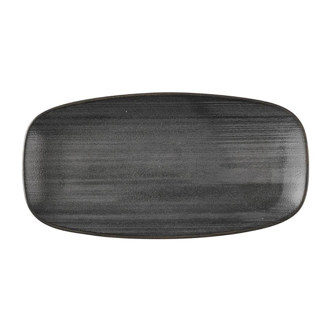 HX051 Churchill Stonecast Raw Black Chefs Oblong Plates 280 x 152mm (Pack of 12)