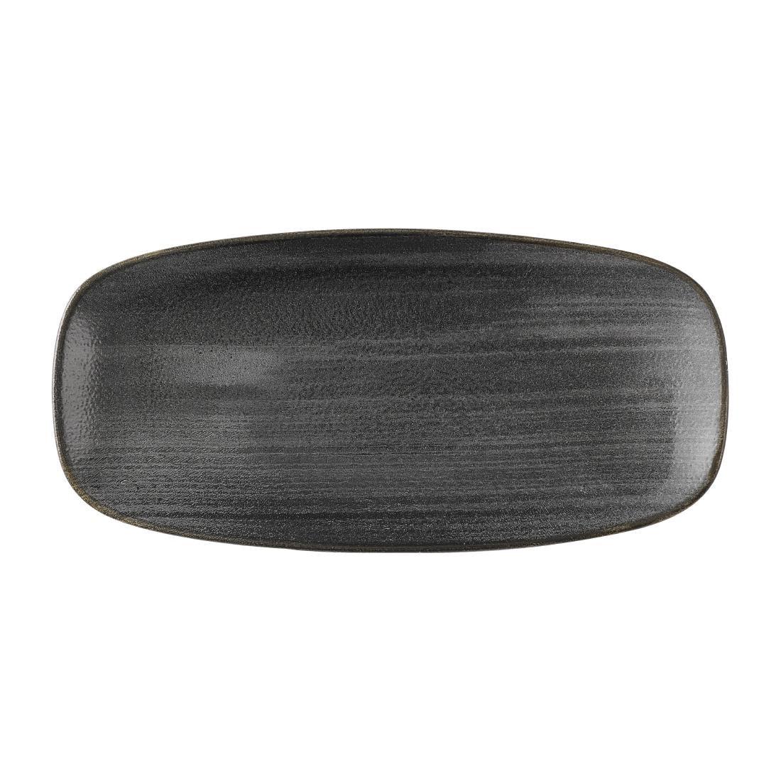 HX052 Churchill Stonecast Raw Black Chefs Oblong Plates 270 x 127mm (Pack of 12)