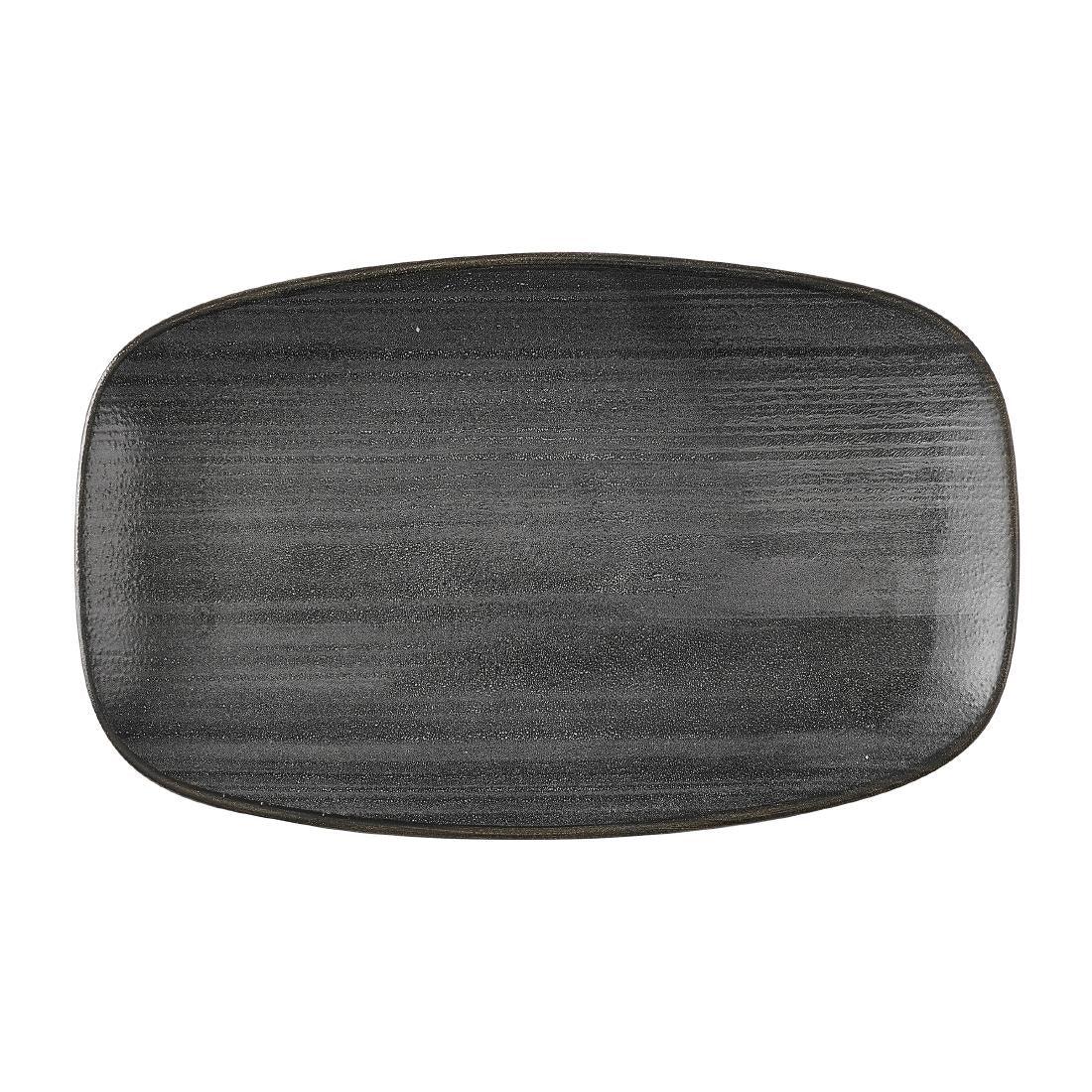 HX053 Churchill Stonecast Raw Black Oblong Chefs Plates 180 x 101mm (Pack of 12)