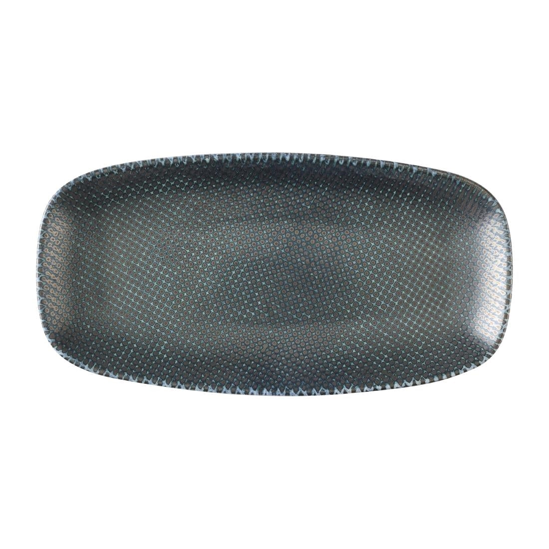 HX099 Churchill Studio Prints Astro Metallic Blue Chefs Oblong Plates 280 x 152mm (Pack of 12)