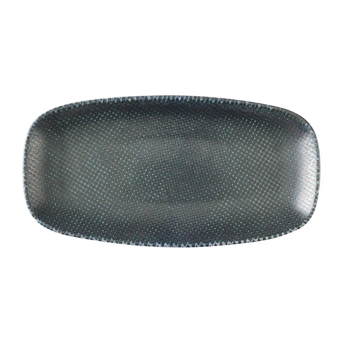 HX099 Churchill Studio Prints Astro Metallic Blue Chefs Oblong Plates 280 x 152mm (Pack of 12)