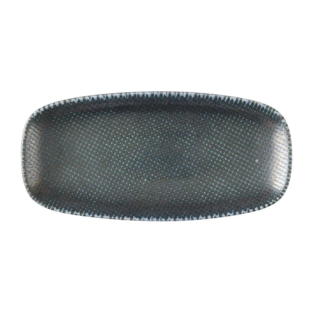 HX100 Churchill Studio Prints Astro Metallic Blue Chefs Oblong Plates 270 x 127mm (Pack of 12)