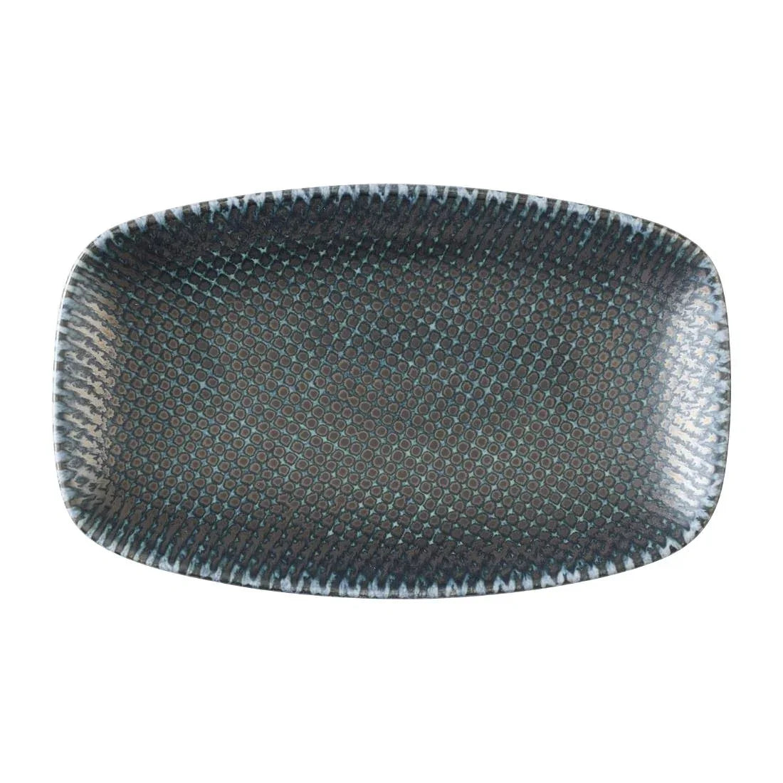 HX101 Churchill Studio Prints Astro Metallic Blue Oblong Chefs Plates 178 x 105mm (Pack of 12)