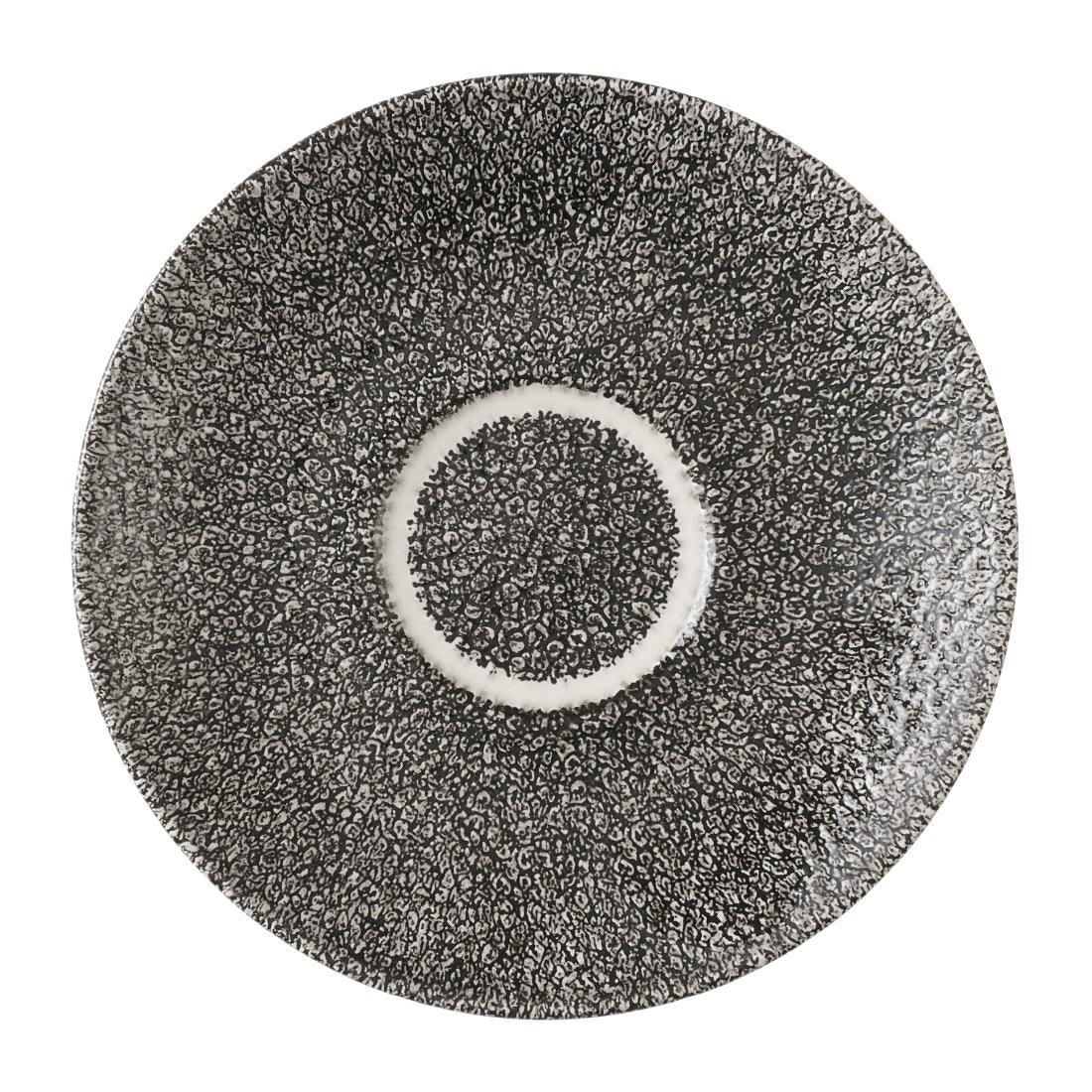 HX119 Churchill Studio Prints Raku Quartz Black Cappuccino Saucers 158mm (Pack of 12)