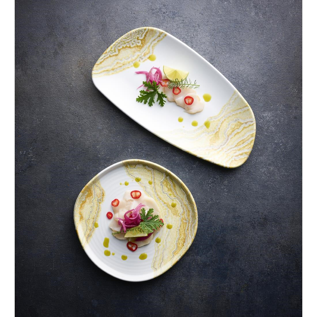 HX169 Churchill Tide Gold Organic Walled Plates 203mm (Pack of 6)
