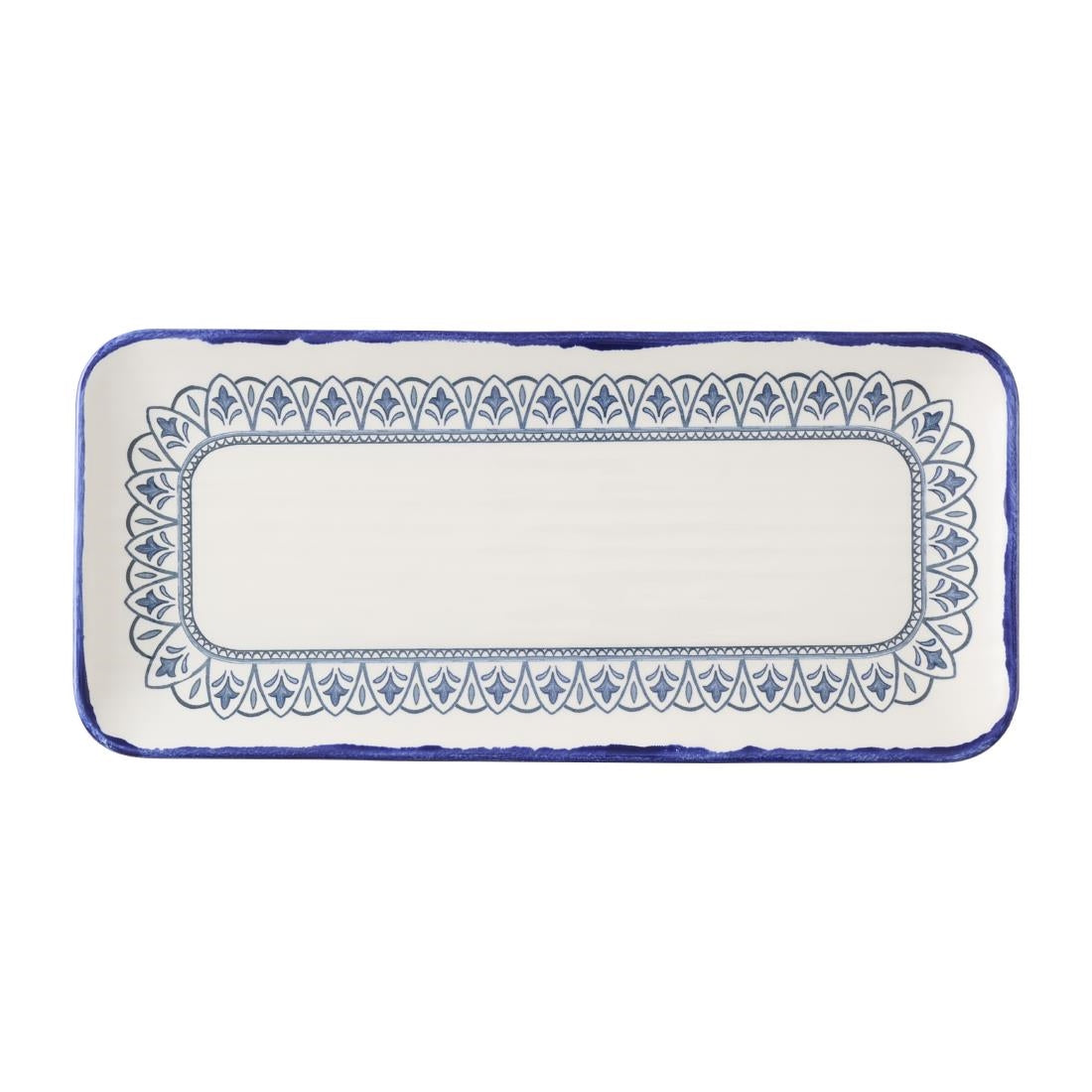 HX230 Dudson Harvest Moresque Rectangle Platters Blue 330x152mm (Pack of 6)