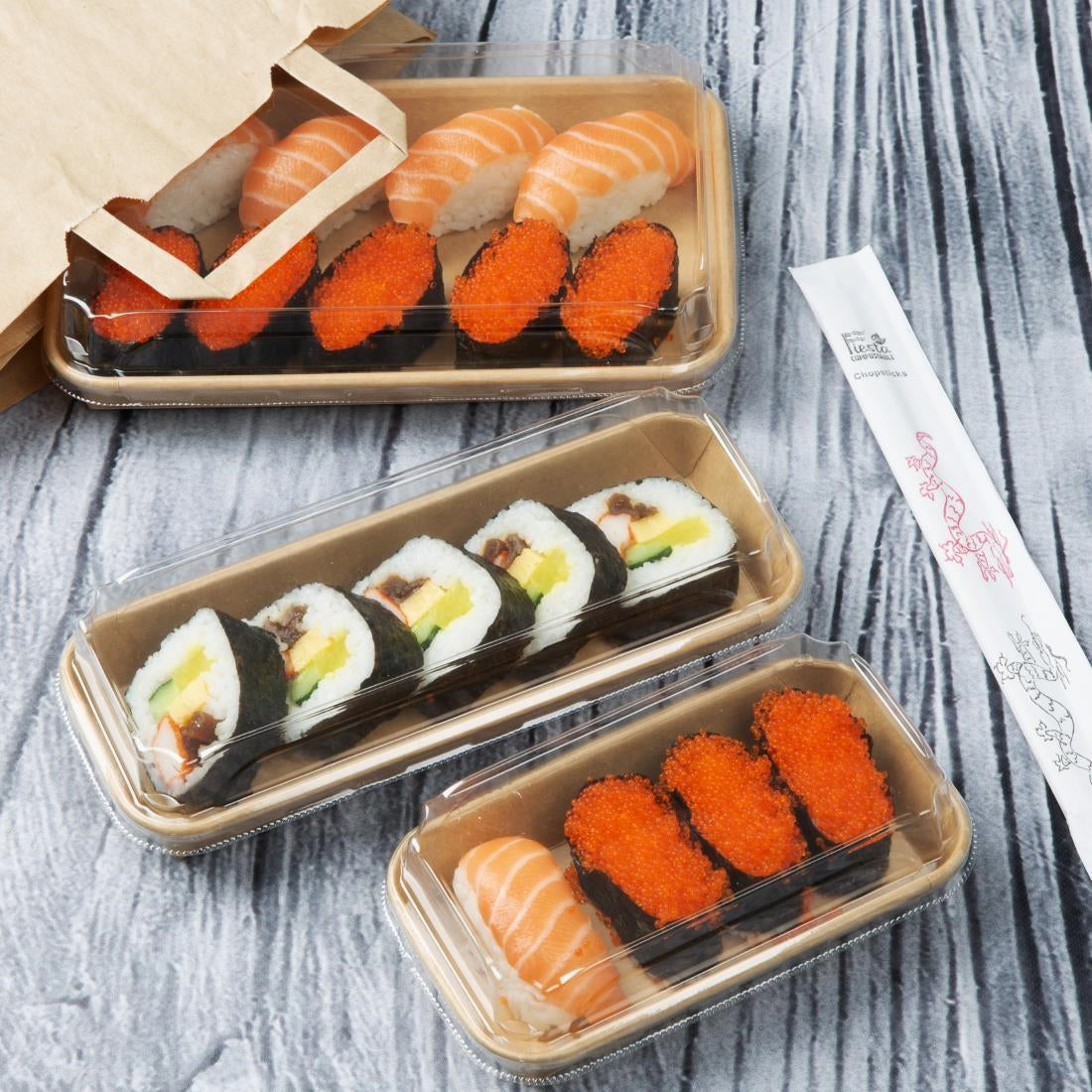 HX294 - Fiesta Recyclable PET Lids for No. 7 Sushi Trays (Pack of 300)