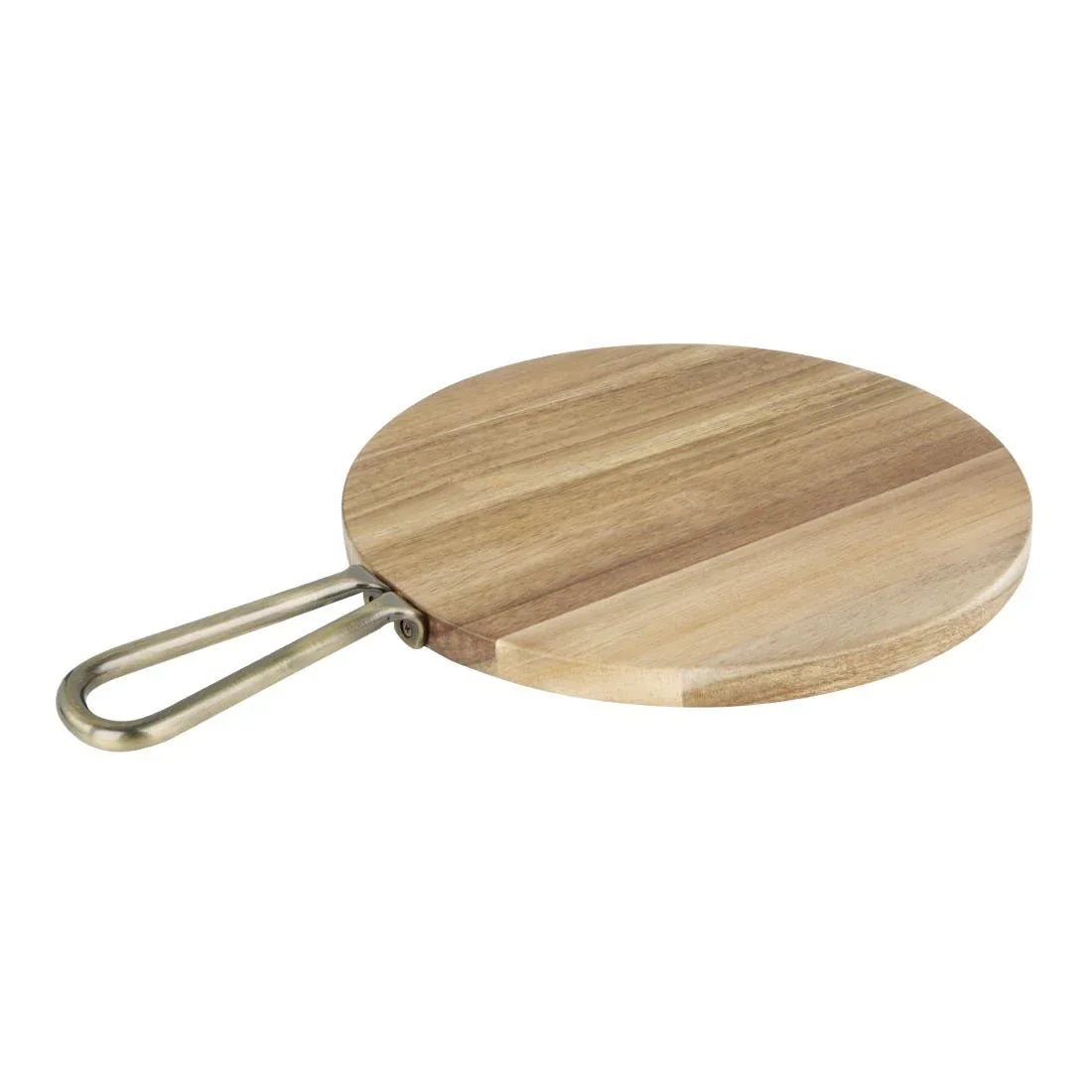 HX389 - Olympia Round Paddle Board Acacia Wood With Metal Handle 458x305mm