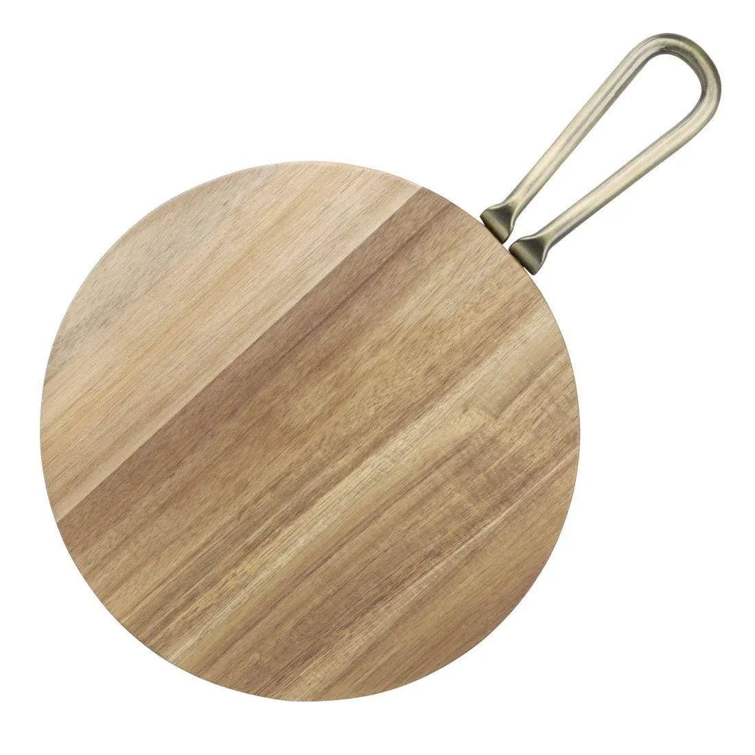 HX389 - Olympia Round Paddle Board Acacia Wood With Metal Handle 458x305mm