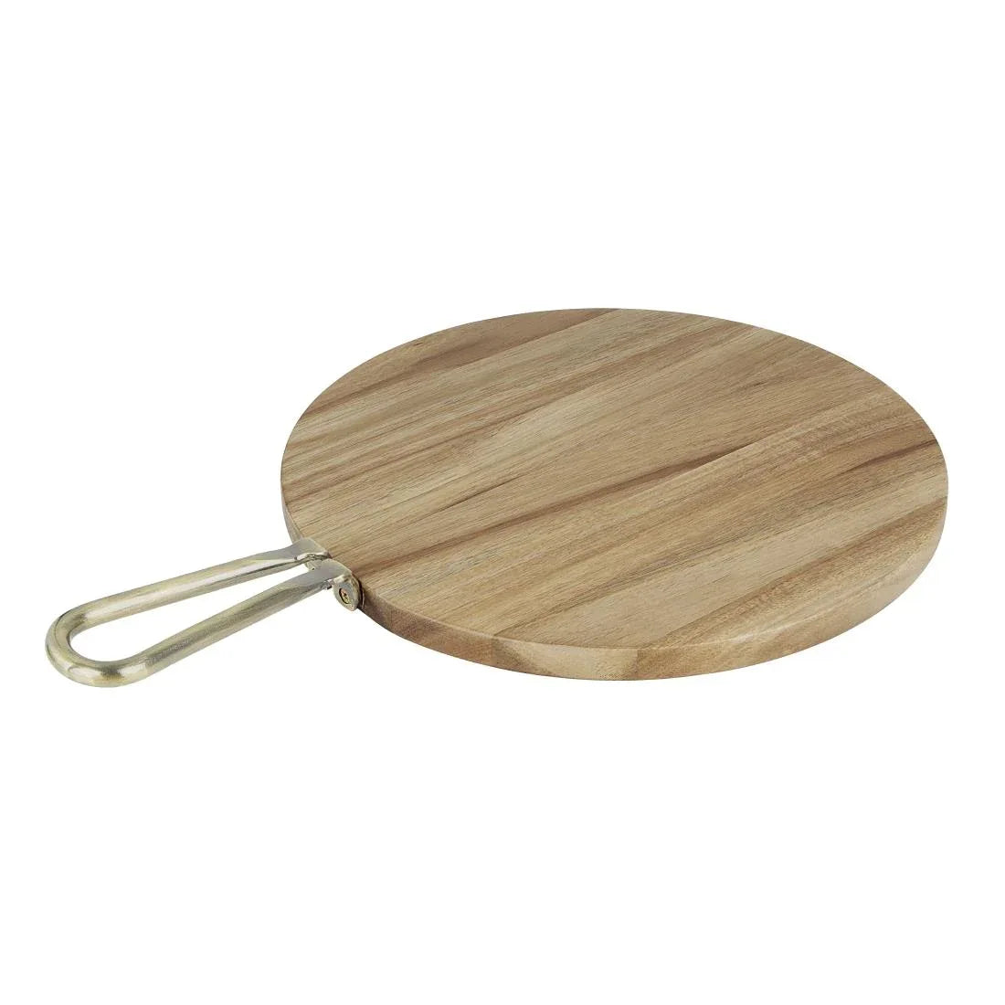 HX390 - Olympia Round Paddle Board Acacia Wood With Metal Handle 505x356mm