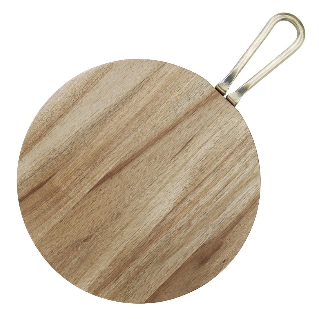 HX390 - Olympia Round Paddle Board Acacia Wood With Metal Handle 505x356mm