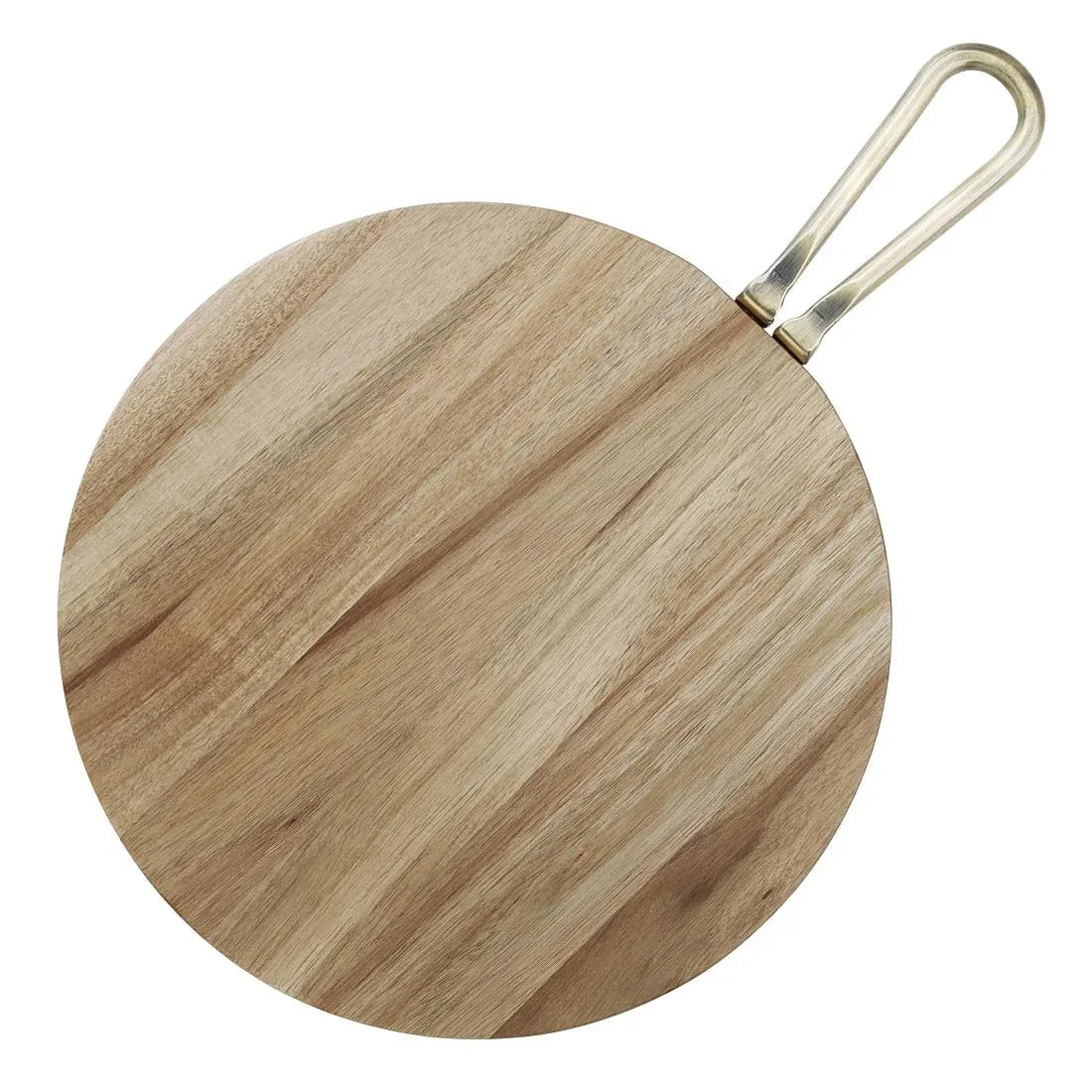 HX390 - Olympia Round Paddle Board Acacia Wood With Metal Handle 505x356mm