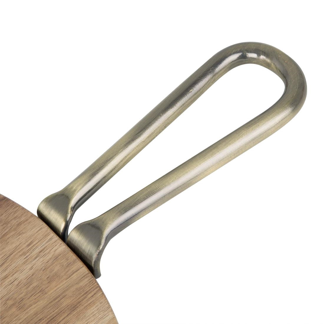 HX390 - Olympia Round Paddle Board Acacia Wood With Metal Handle 505x356mm