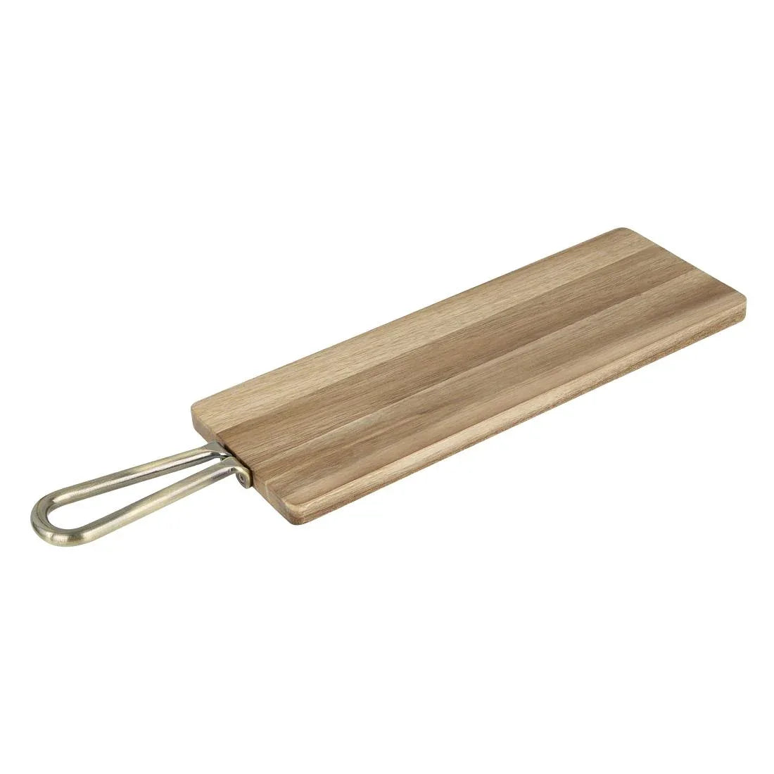 HX391 - Olympia Rectangular Paddle Board Acacia Wood With Metal Handle 575x152mm