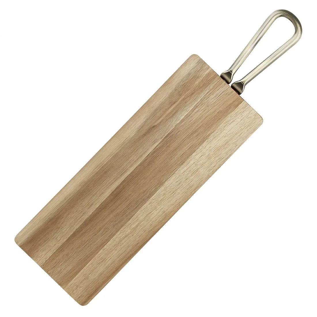 HX391 - Olympia Rectangular Paddle Board Acacia Wood With Metal Handle 575x152mm