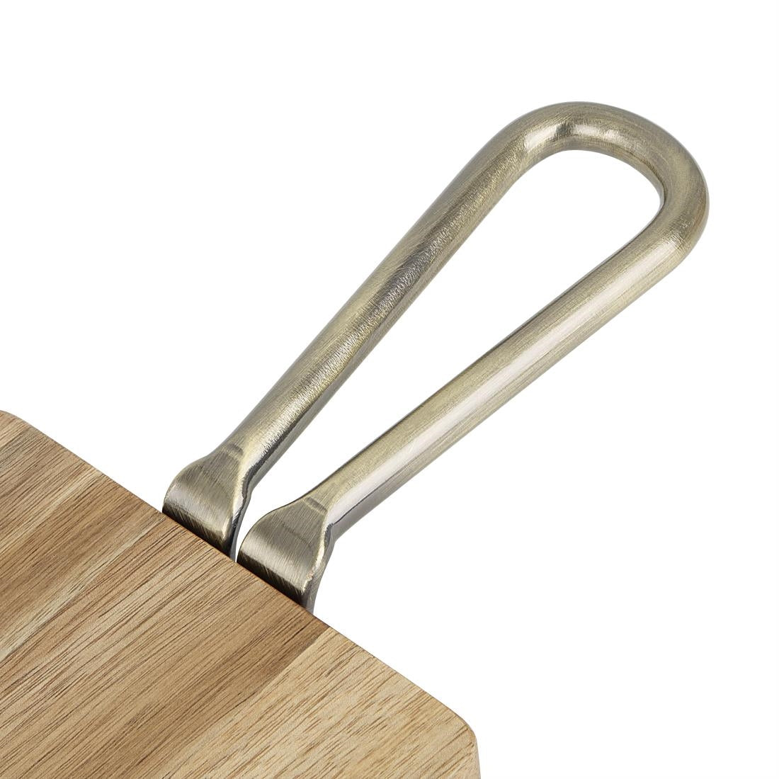 HX391 - Olympia Rectangular Paddle Board Acacia Wood With Metal Handle 575x152mm