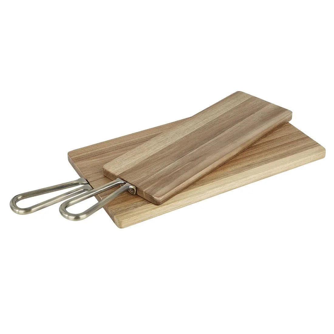 HX391 - Olympia Rectangular Paddle Board Acacia Wood With Metal Handle 575x152mm