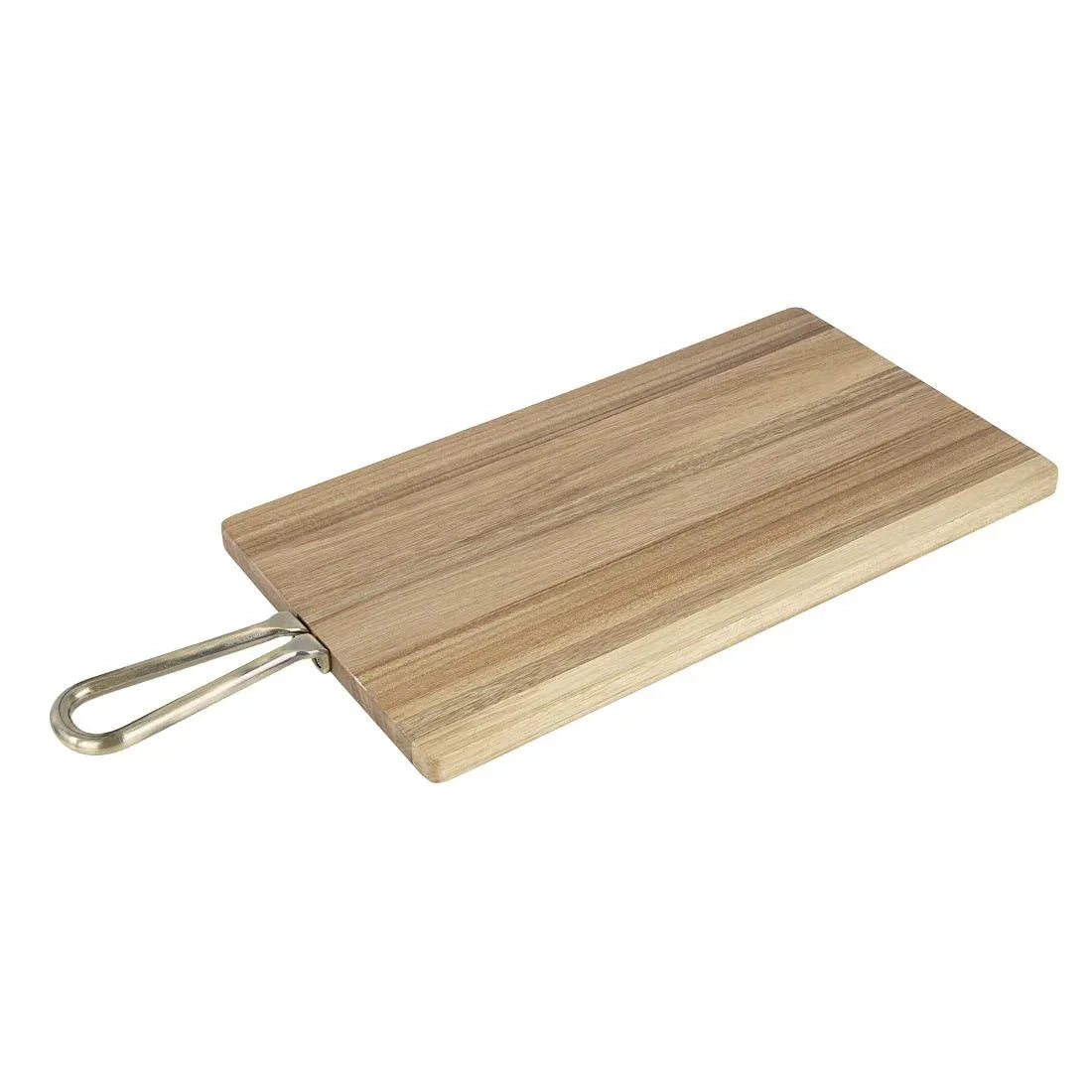 HX392 - Olympia Rectangular Paddle Board Acacia Wood with Metal Handles 615x260x20mm