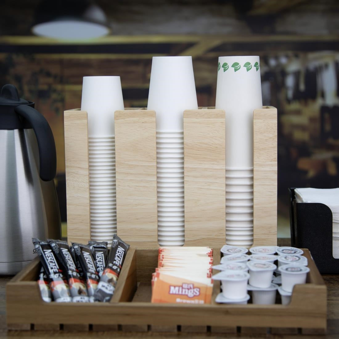 HX394 - Olympia Cup Organiser Hevea Wood 340x120x240mm