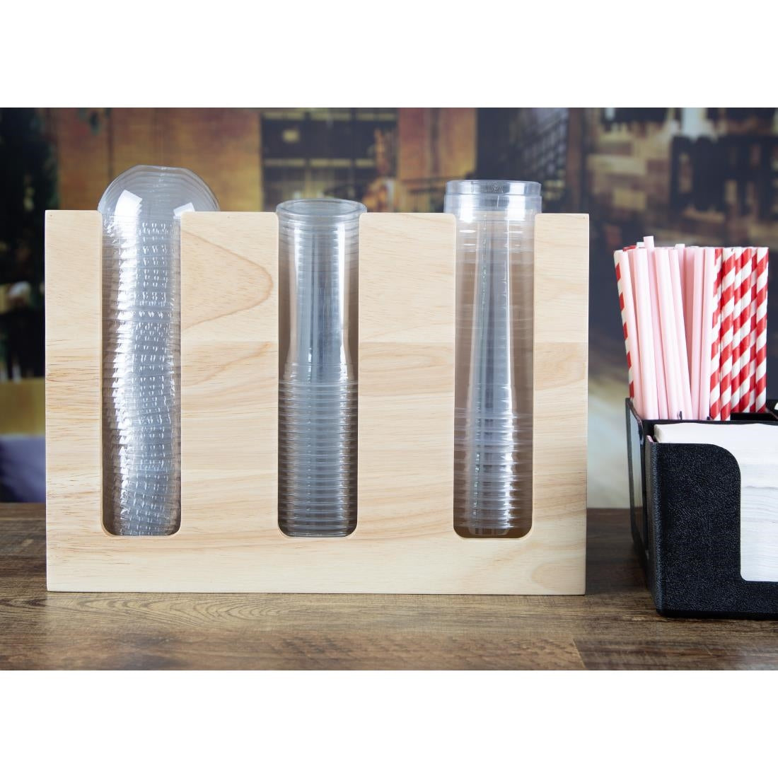 HX394 - Olympia Cup Organiser Hevea Wood 340x120x240mm