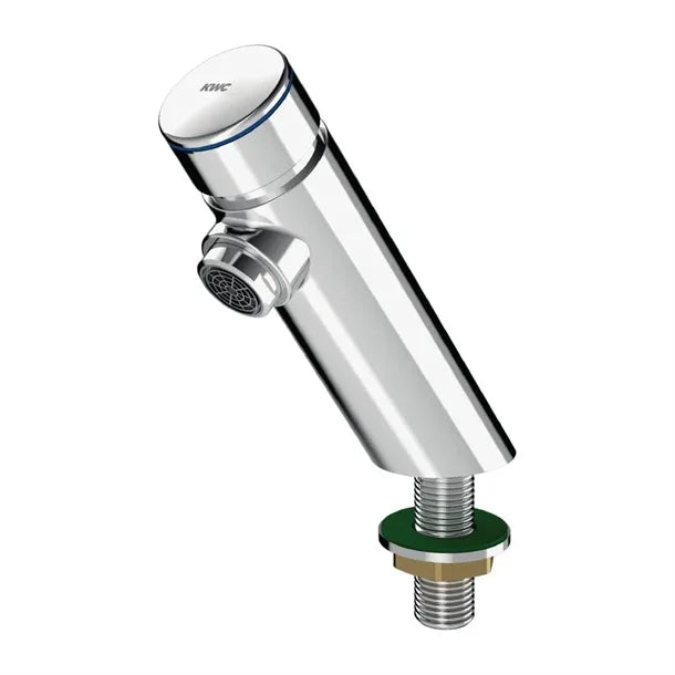 HX590 KWC DVS F3S Self-Closing Pre-Mixed Pillar Tap