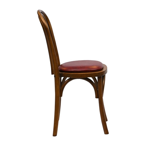 HX830 Hoop Back Dining Chair in Weathered Oak with Bison Bordeaux Seat (Pack of 2)
