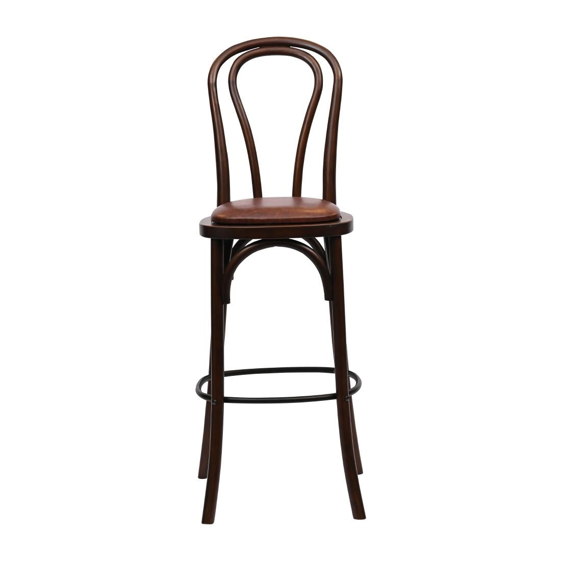 HX835 Hoop Back Bar Chair in Dark Walnut with Bison Espresso Seat