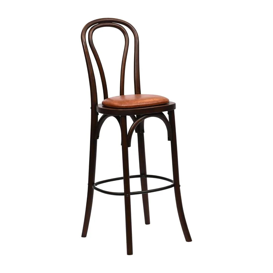 HX836 Hoop Back Bar Chair in Dark Walnut with Bison Tan Seat