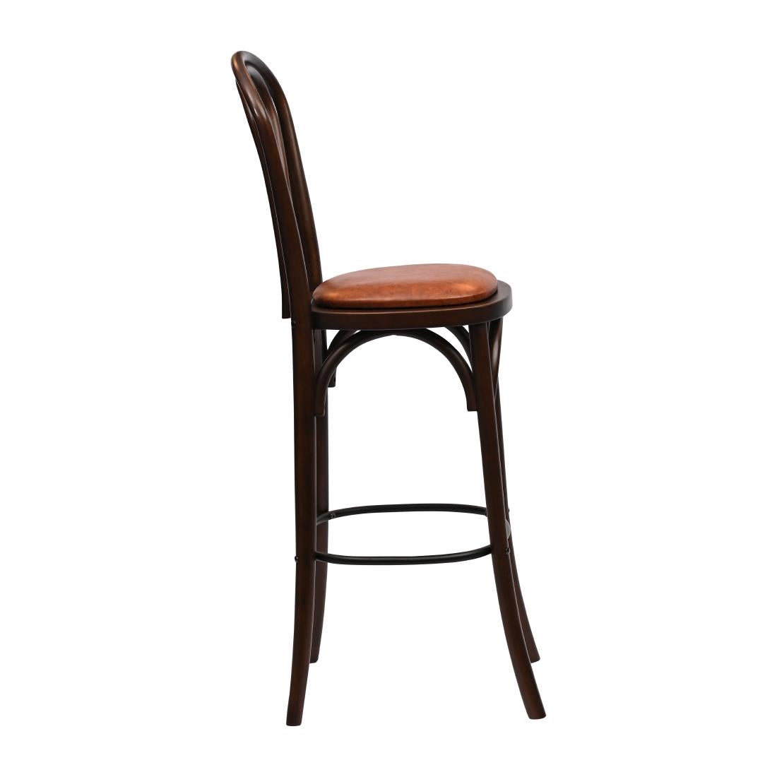 HX836 Hoop Back Bar Chair in Dark Walnut with Bison Tan Seat