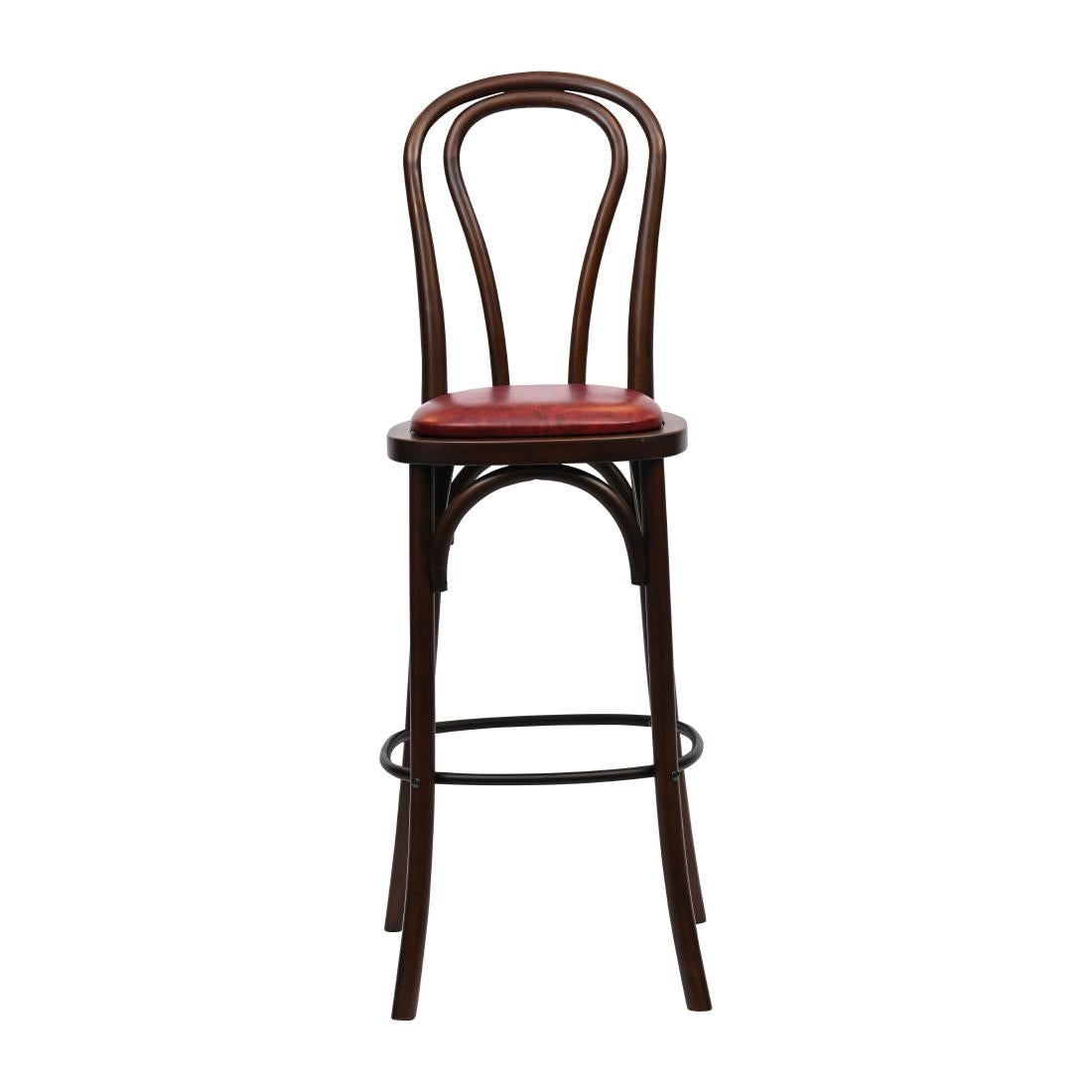 HX837 Hoop Back Bar Chair in Dark Walnut with Bison Bordeaux Seat